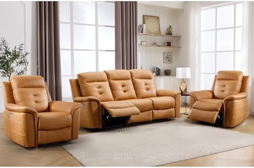 ANJ 3-Piece Faux Leather Power Recliner Sofa Set by ANJ