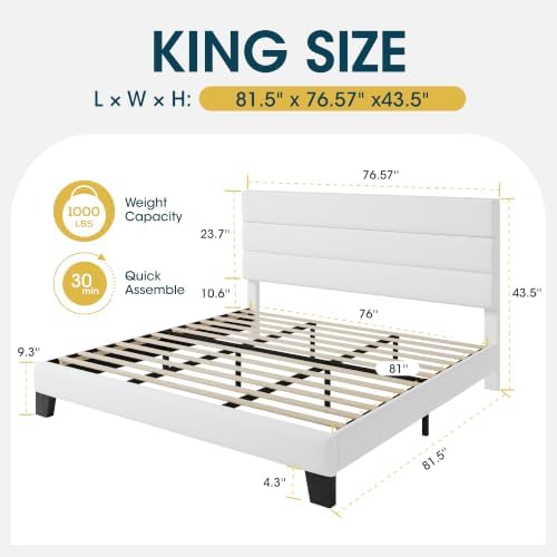 WEEWAY King Size Velvet Bed Frame - Image 2