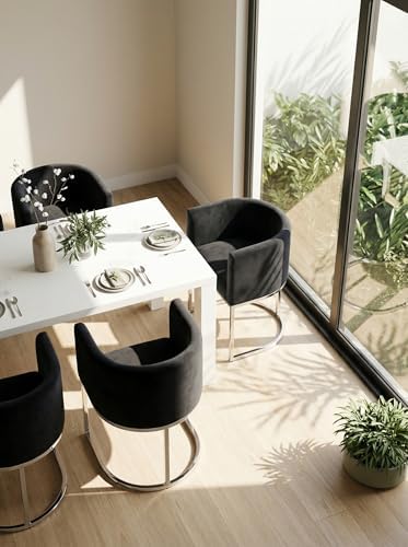 HNY Mid Century Modern Upholstered Barrel Dining Chairs - Image 6