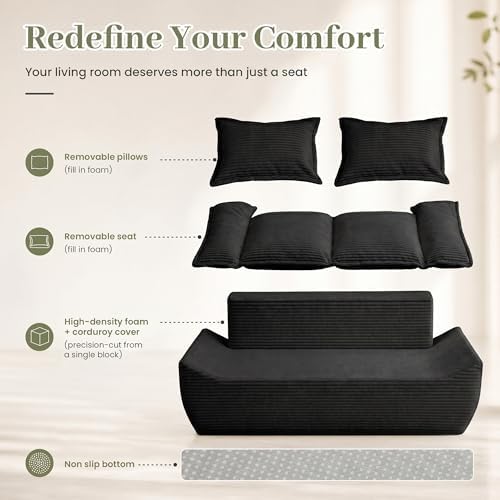 JUIKURY 55" Convertible Corduroy Sofa Bed, Boneless Foldable Loveseat Sleeper - Image 6