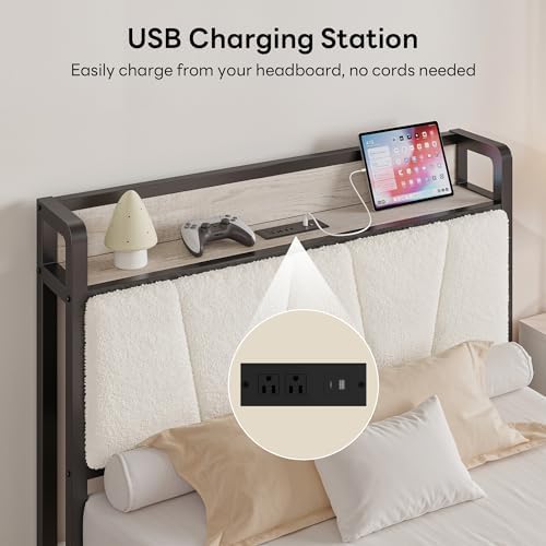 LIKIMIO Twin XL Bed Frame with Storage Headboard and Charging Station - Image 4