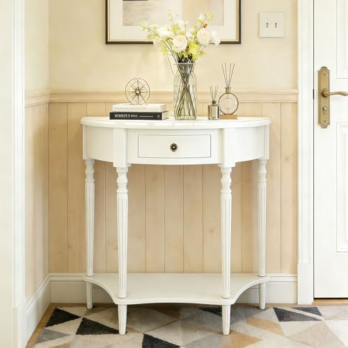 Half Moon Console Table Solid Wood Vintage Entryway Table by %F0%9D%97%9F%F0%9D%97%B2%F0%9D%97%B3%F0%9D%97%B2%F0%9D%97%B1%F0%9D%97%BF%F0%9D%97%AE%F0%9D%98%80%F0%9D%98%81%F0%9D%97%B6%F0%9D%97%B0%F0%9D%97%B6%F0%9D%98%81%F0%9D%98%86