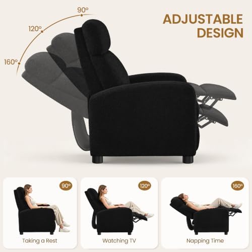 Yaheetech Recliner Chair with 3 Adjustable Angles Living Room Chairs Black - Image 4