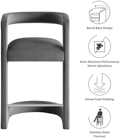 Modway Winslow Performance Velvet Counter Stool - Image 4
