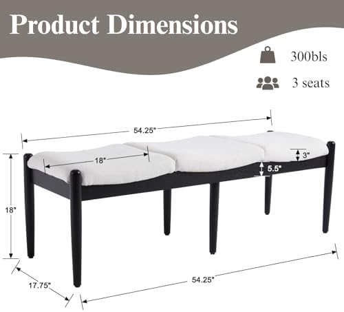 DUOMAY 55'' Modern Ottoman Bench, Chenille Upholstered - Image 2