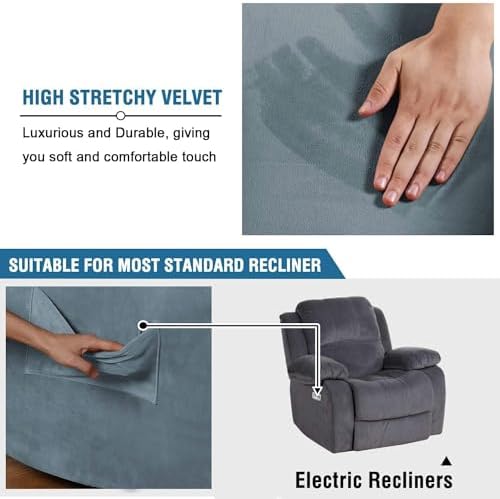 H.VERSAILTEX High Stretch Recliner Chair Covers Large Size Oversized Plush - Image 3