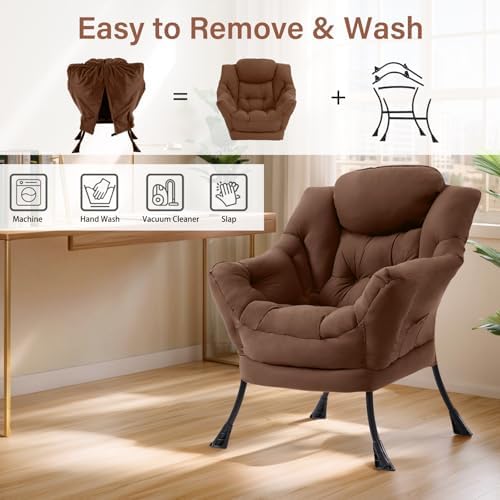 Furlide Lazy Chair with Ottoman, Soft Comfy Chair - Image 6