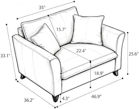 ERYE 46.9" Chenille Upholstered Accent Chair Wide Seat - Image 2