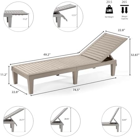 Nestl Lounge Chair Outdoor, Tanning Chair, Chaise Lounge Outdoor Set of 6 - Image 3