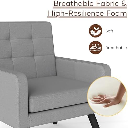 Accent Chair for Living Room Set of 2, Cozy Armchair, Light Grey - Image 5