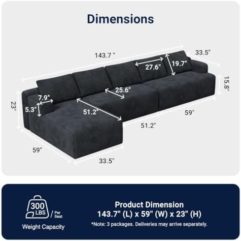 Avenco Modular Sectional Sofa, Boneless Couches - Image 2