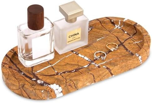 Natural Marble Tray Oval, Rainforest Brown by Unknown