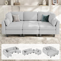 Sectional Sleeper Sofa, 6 Seaters Modular Sleeper Sofa Couch, Light Grey by Mangodan