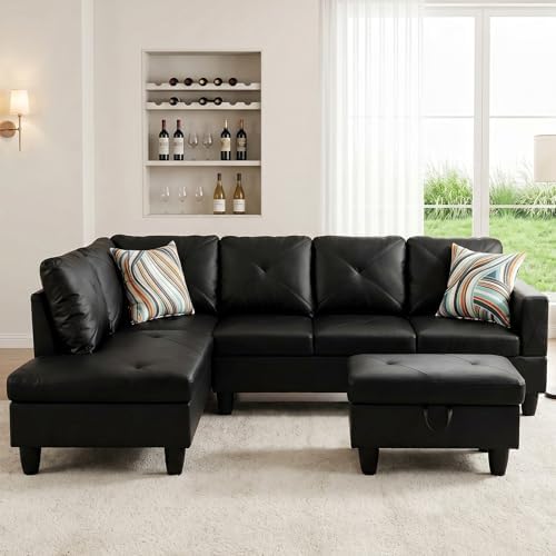 Faux Leather Sectional Couches for Living Room by Topcomfy