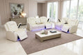 Power Recliner Sofa Set with LED, Breathing Leather Electric Reclining by COSYMOORFURNITURE
