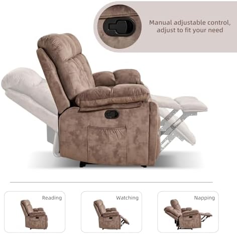 CANMOV 3 Seat Manual Recliner Sofa, Modern Reclining Sofa - Image 3