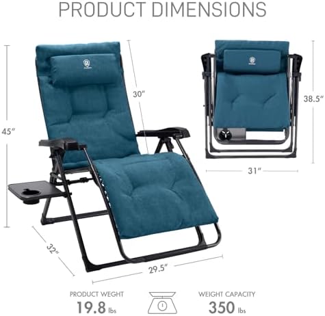 EVER ADVANCED Aluminum Zero Gravity Chair, 2.4" Padded, 350 lb Capacity - Image 3