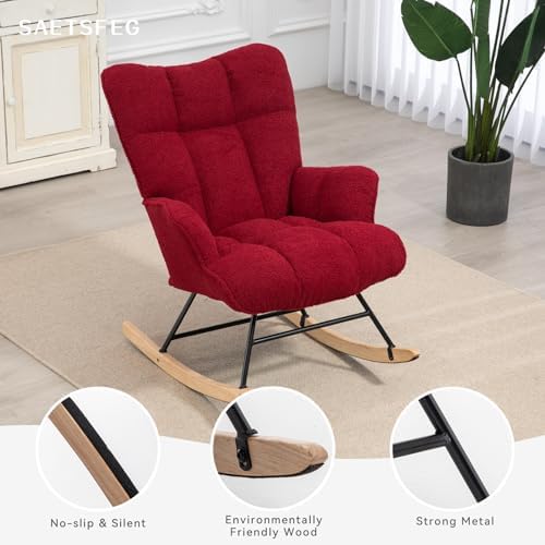 SAETSFEG Nursery Rocking Chair Teddy, Upholstered Glider Rocker - Image 4