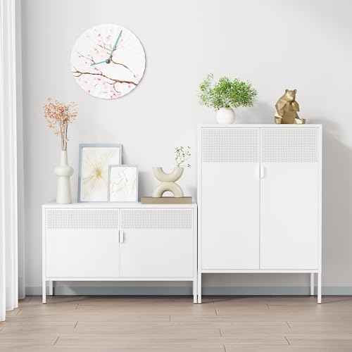 Ustamio 2 Door Accent White Metal Storage Cabinet - Image 5