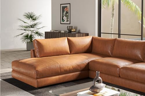 Valencia Serena 108" Full Leather Sofa Sectional Couch, Left Bumper - Image 4