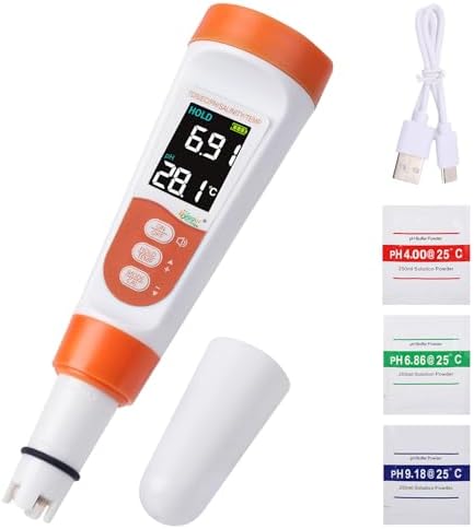 hygger Pool Salt Tester & PH Meter, 5-in-1 Digital Pool Water Tester, High by hygger