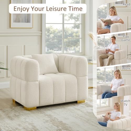 VANOMi Living Room Chair Set of 2, Boucle Armchair - Image 4