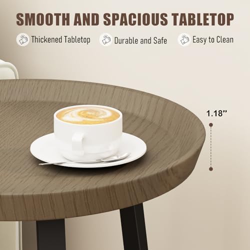 Gadroad Round End Table with Storage Shelf, 2 Tier Farmhouse Side Table - Image 5