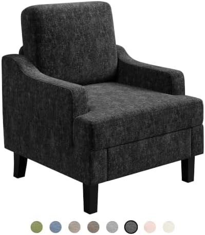 Garvee Black Comfy Accent Chair, Upholstered Armchair - Image 7