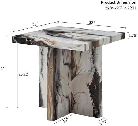 Roundhill Furniture Cavira Modern Faux Marble Living Room Side Table - Image 2