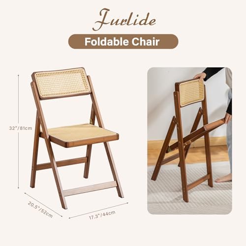 Furlide Rattan Folding Chairs Set of 2, Bamboo Dining Chairs - Image 2