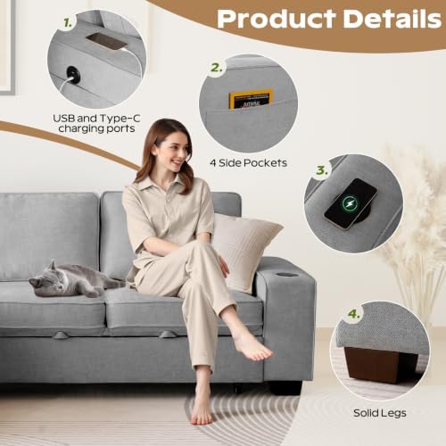 99" Convertible Sleeper Sofa Bed, L Shaped - Image 5