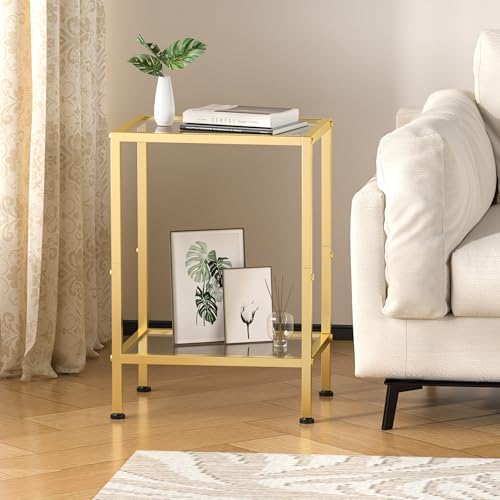 Glass Side Table, Tempered Glass End Table, 2-Tier Nightstands - Image 4