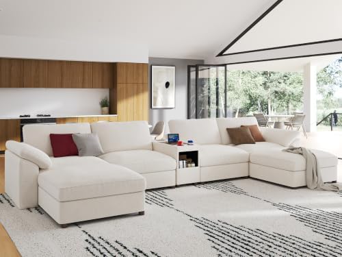 EASE MOOSE U Shape Modular Sectional Sofa White Oversized Deep Seat Couch - Image 3