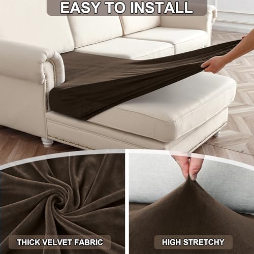 NAISI Waterproof Couch Cushion Covers Thick Velvet Fabric Washable Sofa - Image 5
