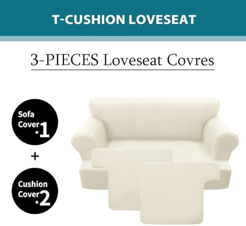 T Cushion Loveseat Slipcover 3 Pieces Sofa Covers - Image 3