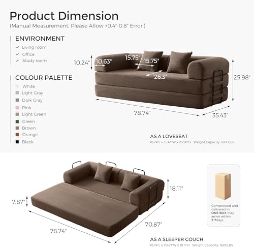79" Convertible Futon Sofa Bed, Boneless Couch - Image 3