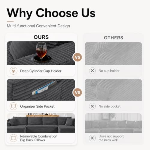 108 inch Boneless Couch, Modular L-Shaped Cloud Sectional Sofa - Image 4