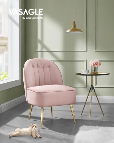 VASAGLE Accent Chair, Velvet Vanity Chair, Metal Legs, Shell-Shaped Back - Image 3