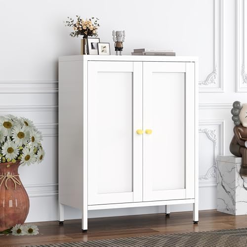 White Metal Storage Bathroom Floor Cabinet by LTLTSOBUMetalCabinet