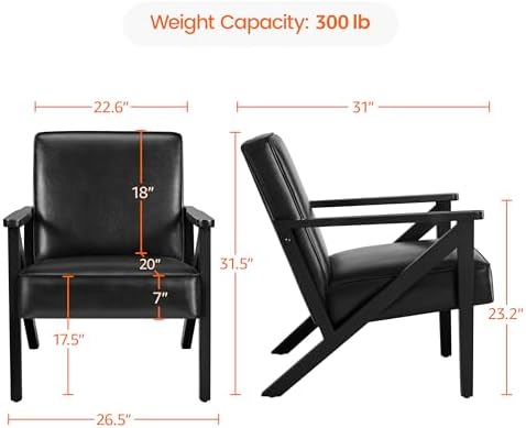 Yaheetech Mid-Century Modern Accent Chair, Lounge Chair - Image 2
