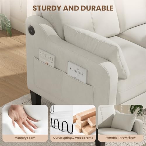 51'' Small Loveseat Sofa, 2-Seater Linen Fabric Couch - Image 4