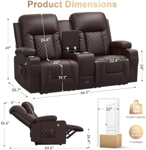 Loveseat Recliner Sofa, Home Theater Seating - Image 2