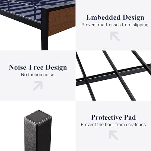 Allewie King Size Bed Frame, Heavy Duty 12 Metal Slats Support - Image 6