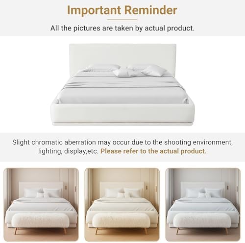 Christopher Knight Home Bettine King Size Bed, Boucle King Headboard Bed - Image 4