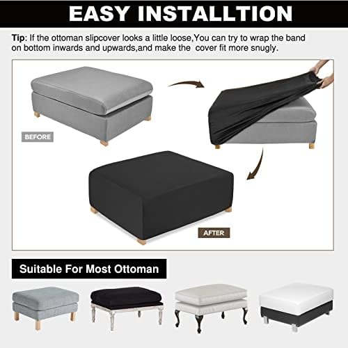 NeColorLife Velvet Ottoman Cover Square, Stretchable Slipcover - Image 6