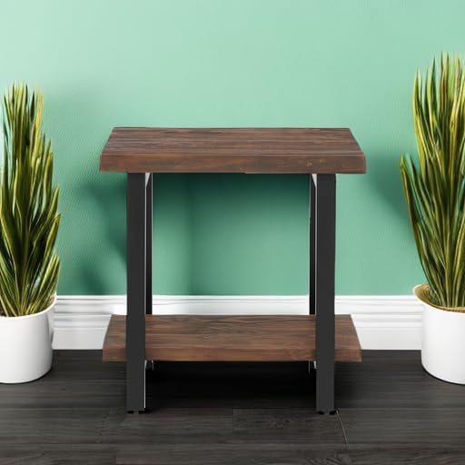 Alaterre Furniture Pomona Solid Wood 2-Tier End Table, Rustic Brown - Image 5