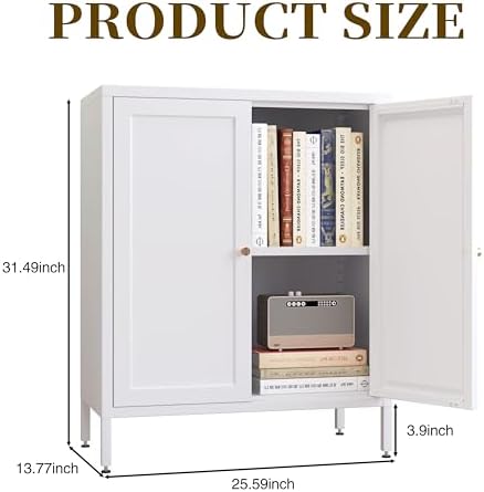 Small 2 Door Metal Storage Side Buffet Cabinet - Image 3