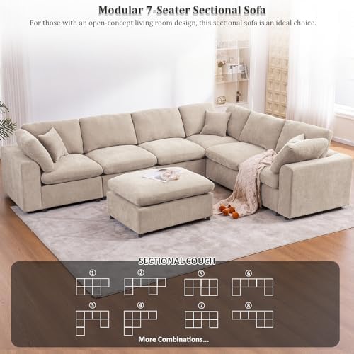 Oversized Modular Sectional Sofa, 7 Seater Cloud Couch - Image 3