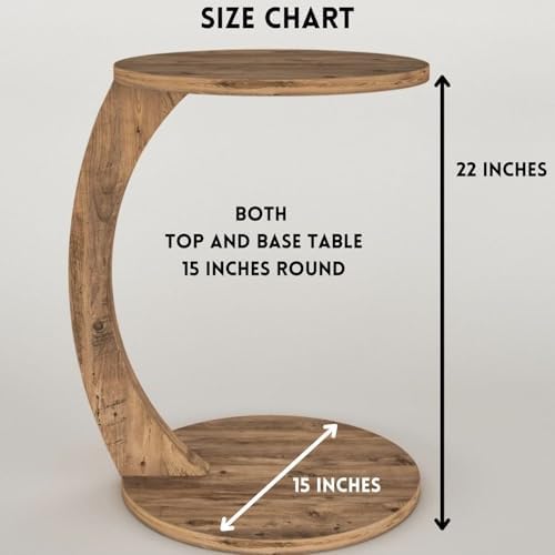 C Shaped End Table for Couch Small Places, Space Saver Round Side Table for - Image 2