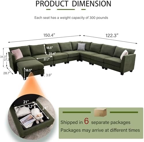 150.4" Large Sectional Couches for Living Room, Corner Couch - Image 2